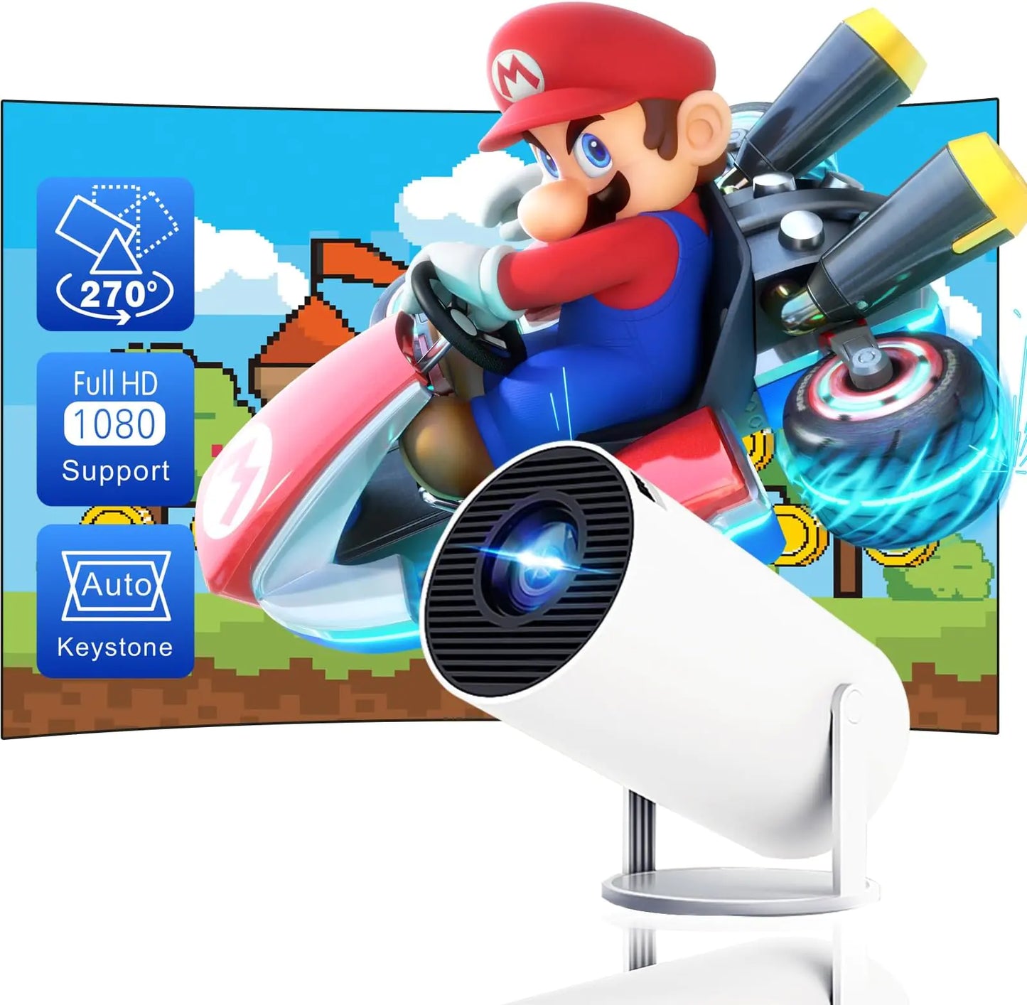 Mini 4K 1080P Smart Projector Rotatable Design