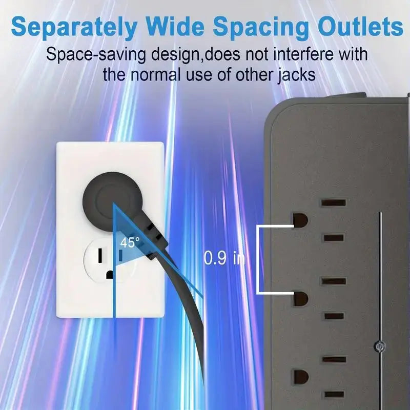 Power Strip Surge Protector - 8 Outlets, 3 USB Ports & 1 USB-C Port