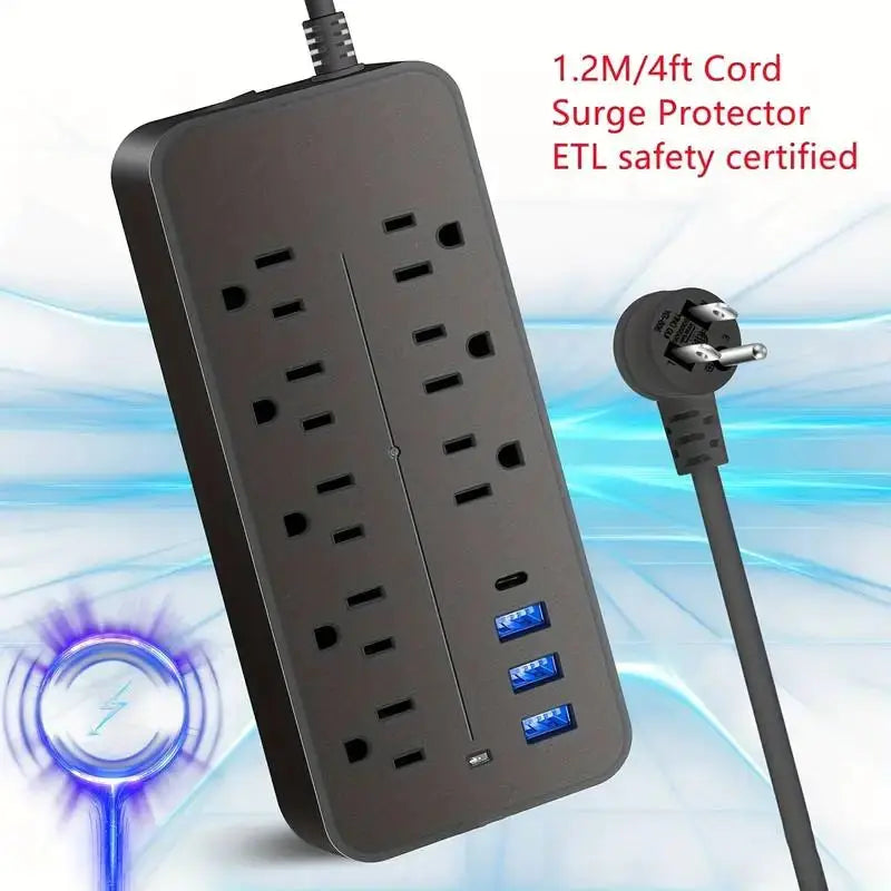 Power Strip Surge Protector - 8 Outlets, 3 USB Ports & 1 USB-C Port
