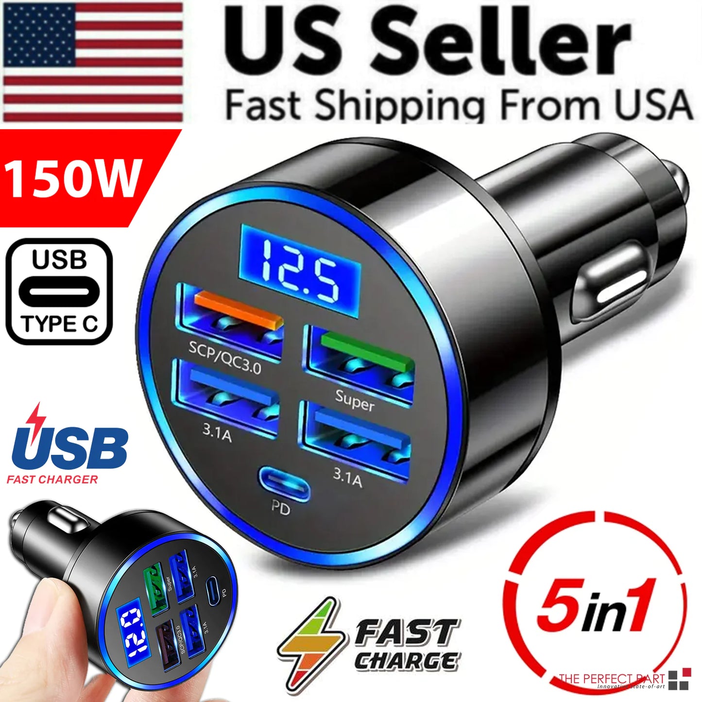 Car Charger Adapter 5 USB Port